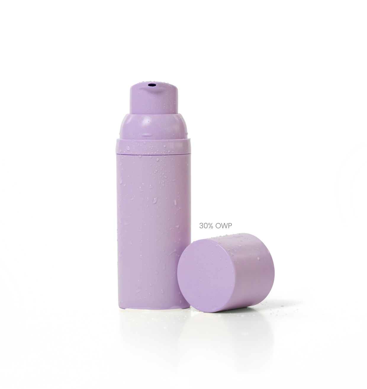 Lilac airless bottle made with OWP